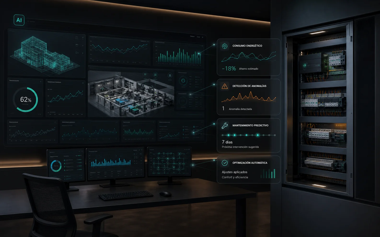 Data centre for AI, energy management and predictive maintenance