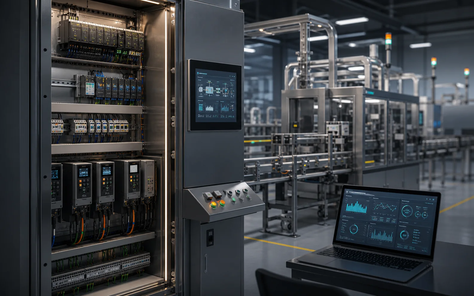 Industrial automation with PLC, HMI and machinery control in Menorca