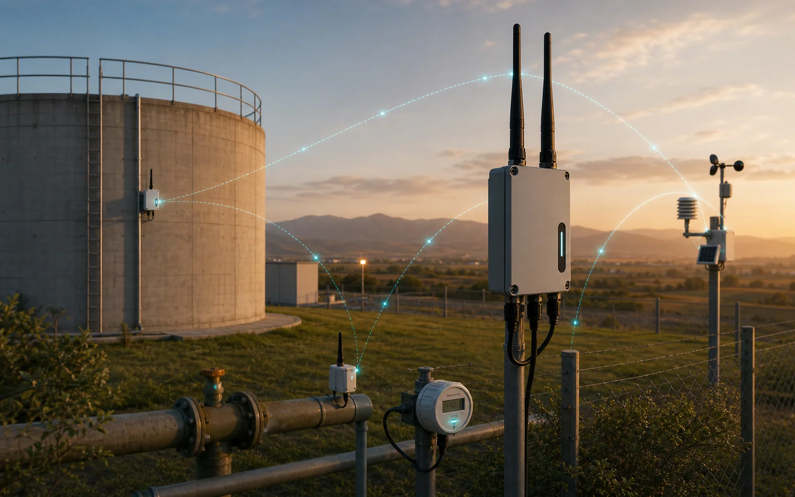 LoRa network with a gateway and remote IoT sensors on a Menorca estate